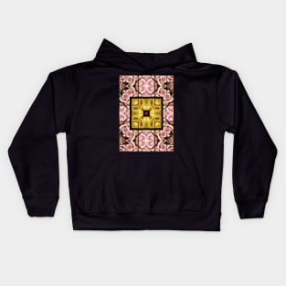 Geometric pattern of yellow and pink roses Kids Hoodie